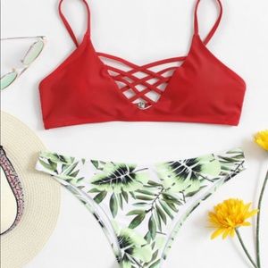 Red and green bikini